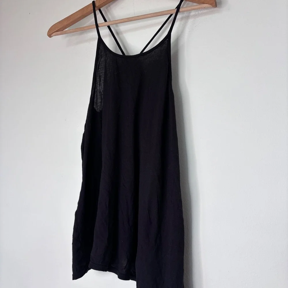 Vintage Free People Y2K Black Bow Rhinestone‎ Swing Tank Size Small
